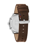 Tommy Hilfiger Asher Chrongraph Blue Dial Brown Leather Strap Watch For Men - 1791855 Authentic Buy Shop Now