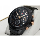 Tommy Hilfiger Aiden Chronograph Black Dial Black Steel Strap Watch For Men - 1791858 Authentic Buy Shop Now