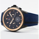 Tommy Hilfiger Aiden Chronograph Blue Dial Blue Silicone Strap Watch For Men - 1791860 Authentic Buy Shop Now