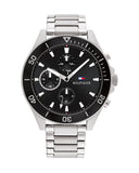 Tommy Hilfiger Larson Multifunction Black Dial Silver Steel Strap Watch For Men - 1791916 Authentic Buy Shop Now