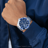 Tommy Hilfiger Larson Chronograph Blue Dial Silver Steel Strap Watch For Men - 1791917 Authentic Buy Shop Now