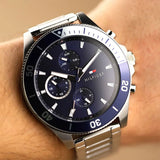 Tommy Hilfiger Larson Chronograph Blue Dial Silver Steel Strap Watch For Men - 1791917 Authentic Buy Shop Now