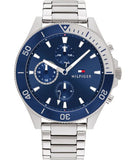 Tommy Hilfiger Larson Chronograph Blue Dial Silver Steel Strap Watch For Men - 1791917 Authentic Buy Shop Now