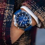 Tommy Hilfiger Larson Chronograph Blue Dial Blue Rubber Strap Watch For Men - 1791920 Authentic Buy Shop Now