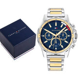 Tommy Hilfiger Mason Chronograph Blue Dial Two Tone Steel Strap Watch For Men - 1791937 Authentic Buy Shop Now