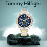 Tommy Hilfiger Mason Chronograph Blue Dial Two Tone Steel Strap Watch For Men - 1791937 Authentic Buy Shop Now