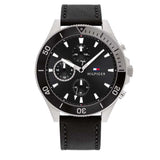 Tommy Hilfiger Larson Chronograph Black Dial Black Leather Strap Watch For Men - 1791984 Authentic Buy Shop Now