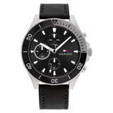 Tommy Hilfiger Larson Chronograph Black Dial Black Leather Strap Watch For Men - 1791984 Authentic Buy Shop Now