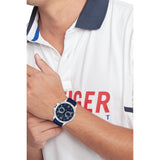 Tommy Hilfiger Blaze Chronograph Blue Dial Blue Rubber Strap Watch For Men - 1792027 Authentic Buy Shop Now