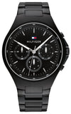 Tommy Hilfiger Justin Chronograph Black Dial Black Steel Strap Watch For Men - 1792055 Authentic Buy Shop Now