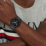 Tommy Hilfiger Justin Chronograph Black Dial Black Steel Strap Watch For Men - 1792055 Authentic Buy Shop Now