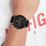 Tommy Hilfiger Lars Chronograph Black Dial Black Leather Strap Watch For Men - 1792062 Authentic Buy Shop Now