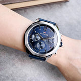 Tommy Hilfiger Lars Chronograph Blue Dial Blue Leather Strap Watch For Men - 1792063 Authentic Buy Shop Now
