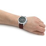 Tommy Hilfiger Lars Chronograph Green Dial Brown Leather Strap Watch For Men - 1792064 Authentic Buy Shop Now