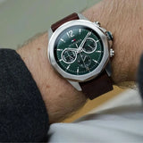 Tommy Hilfiger Lars Chronograph Green Dial Brown Leather Strap Watch For Men - 1792064 Authentic Buy Shop Now