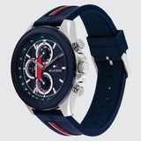 Tommy Hilfiger Clark Chronograph Blue Dial Black Leather Strap Watch For Men - 1792083 Authentic Buy Shop Now