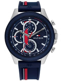 Tommy Hilfiger Clark Chronograph Blue Dial Black Leather Strap Watch For Men - 1792083 Authentic Buy Shop Now