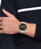 Tommy Hilfiger Jordon Chronograph Black Dial Two Tone Steel Strap Watch For Men - 1792095 Authentic Buy Shop Now