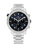 Tommy Hilfiger Troy Chronograph Blue Dial Silver Steel Strap Watch For Men - 1792104 Authentic Buy Shop Now