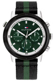 Tommy Hilfiger Troy Chronograph Green Dial Two Tone Nylon Strap Watch For Men - 1792107 Authentic Buy Shop Now
