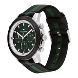 Tommy Hilfiger Troy Chronograph Green Dial Two Tone Nylon Strap Watch For Men - 1792107 Authentic Buy Shop Now