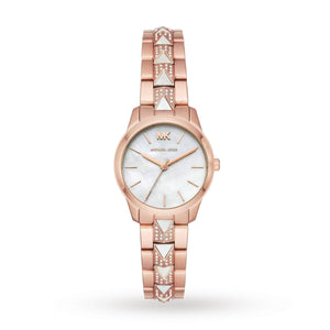 Michael Kors Runway Mercer Mother of Pearl White Dial Two Tone Steel Strap Watch For Women - MK6674 Authentic Buy Shop Now