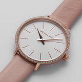 Michael Kors Pyper Analog White Dial Pink Leather Strap Watch For Women - MK2803 Authentic Buy Shop Now