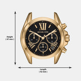 Michael Kors Bradshaw Chronograph Black Dial Gold Steel Strap Watch For Women - MK6959 Authentic Buy Shop Now