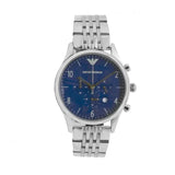 Emporio Armani Chronograph Blue Dial Silver Steel Strap Watch For Men - AR1942 Authentic Buy Shop Now