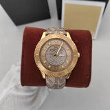 Michael Kors Runway Three Hand Quartz Gold Dial Brown Leather Strap Watch For Women - MK6999 Authentic Buy Shop Now
