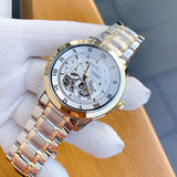 Bulova BVA Skeleton Silver Dial Two Tone Steel Strap Watch for Men - 98A230 Authentic Buy Shop Now