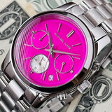 Michael Kors Runway Chronograph Pink Dial Silver Steel Strap Watch for Women - MK6160 Authentic Buy Shop Now