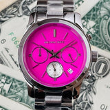 Michael Kors Runway Chronograph Pink Dial Silver Steel Strap Watch for Women - MK6160 Authentic Buy Shop Now
