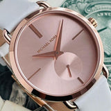 Michael Kors Portia Rose Gold Dial White Leather Strap Watch For Women - MK2660 Authentic Buy Shop Now