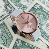 Michael Kors Portia Rose Gold Dial White Leather Strap Watch For Women - MK2660 Authentic Buy Shop Now