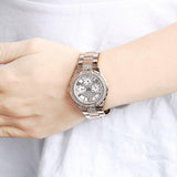 Guess Viva Diamonds White Dial Rose Gold Steel Strap Watch for Women - W0111L3 Authentic Buy Shop Now