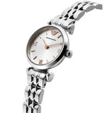 Emporio Armani Gianni T Bar Quartz Silver Dial Silver Steel Strap Watch For Women - AR1935 Authentic Buy Shop Now