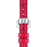 Tissot Bellissima Small Lady Diamonds Mother of Pearl Dial Red Leather Strap Watch For Women - T126.010.66.113.00 Authentic Buy Shop Now