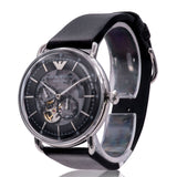 Emporio Armani Meccanico Skeleton Black Dial Black Leather Strap Watch For Men - AR60026 Authentic Buy Shop Now