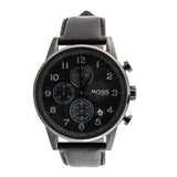 Hugo Boss Navigator Black Dial Black Leather Strap Watch for Men - 1513497 Authentic Buy Shop Now