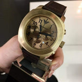 Emporio Armani Sportivo Chronograph Gold Dial Brown Leather Strap Watch for Men - AR6062 Authentic Buy Shop Now