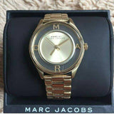 Marc Jacobs Marc Tether Transparent Gold Dial Gold Steel Strap Watch for Women - MBM3413 Authentic Buy Shop Now
