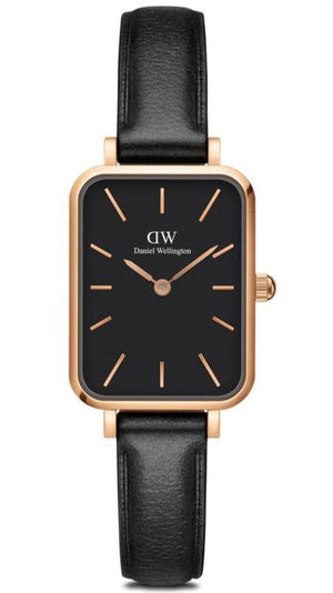Daniel Wellington Quadro Sheffield Black Dial Black Leather Strap Watch For Women - DW00100435 Authentic Buy Shop Now