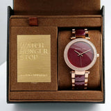 Michael Kors Parker Maroon Dial Two Tone Steel Strap Watch for Women - MK6412 Authentic Buy Shop Now