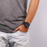 Diesel Mega Chief Chronograph Black Dial Black Steel Strap Watch For Men - DZ4318 Authentic Buy Shop Now