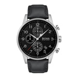 Hugo Boss Navigator Black Dial Black Leather Strap Watch for Men - 1513678 Authentic Buy Shop Now
