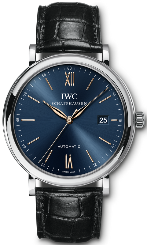 IWC Portofino Automatic Blue Dial Black Leather Strap Watch for Men - IW356523 Authentic Buy Shop Now