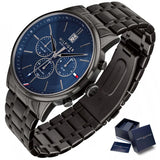 Tommy Hilfiger Kyle Quartz Blue Dial Black Steel Strap Watch for Men - 1791633 Authentic Buy Shop Now