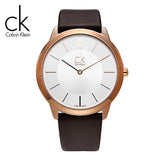 Calvin Klein Minimal White Dial Brown Leather Strap Watch for Men - K3M216G6 Authentic Buy Shop Now
