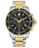 Movado Series 800 Chronograph Black Dial Two Tone Steel Strap Watch For Men - 2600146 Authentic Buy Shop Now